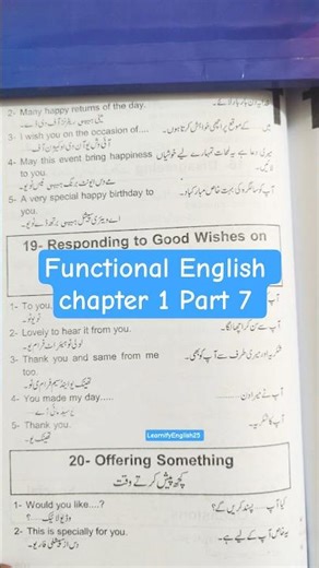 Functional English in Urdu | Chapter 1 Part 8 | Learnify English