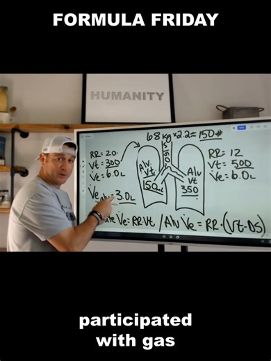 Not all ventilation is equal. Minute ventilation measures total airflow—alveolar ventilation measures what actually exchanges gas. Deadspace is the difference. We break it down in detail in the full video: Respiratory Therapy – Minute Ventilation vs Alveolar Minute Ventilation @officialaarc #aarc #FormulaFriday #RespiratoryTherapy #RTstudent #Deadspace #MinuteVentilation#StudyTips