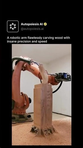 A robotic arm flawlessly carving wood with insane precision and speed
