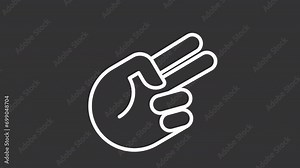 2D set of white icon animations representing hand gesture, HD video with transparent background, seamless loop 4K video.