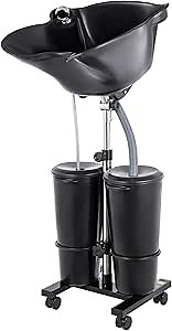 Hair Washing Sink, Portable Plastic Shampoo Unit with Electric Pump and 2 Buckets for Water Storage and Drainage Height-Adjustable Hair Washing Sink Shampoo Basin for Beauty Salon/Barber Shop