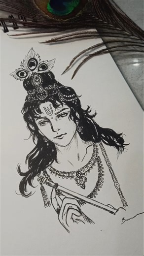 BEAUTIFUL Krishna Pen Drawing....