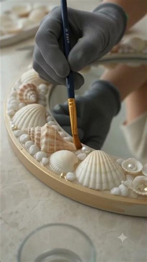 Nobody Expected Seashells to Turn This Old Mirror Into a Luxury Vanity Mirror #diycrafts