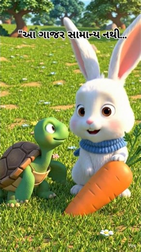 Rabbit vs Turtle Race 🐰🐢 | Indian Gujarati Short Story (AI) #shorts