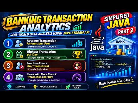 Java Stream API Project | Banking Transaction Analytics for Interviews (Real-Time Use Case) Part 2