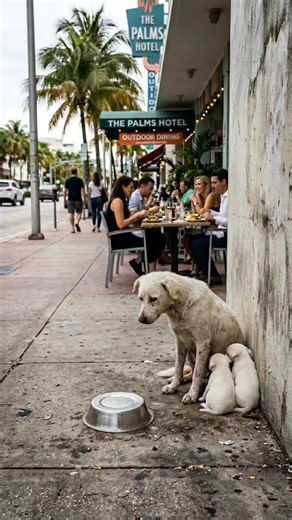 A Kind-Hearted Elderly Man Shares His Food with a Hungry Stray Dog Family #dog