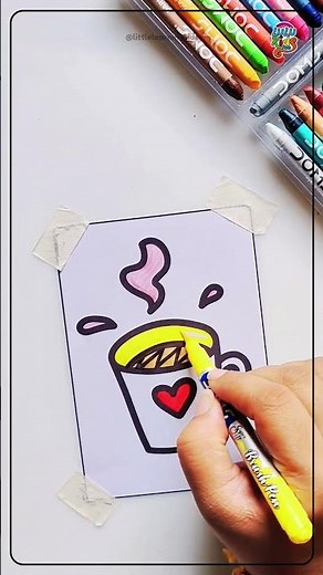 Step-by-Step Coffee Mug Drawing | Easy and Fun Coloring Tutorial ☕