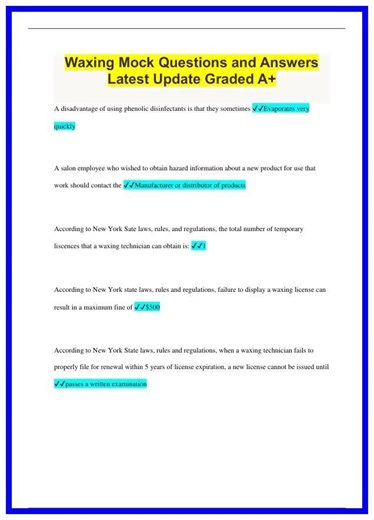 Waxing Mock Questions and Answers Latest Update Graded A321 636x882