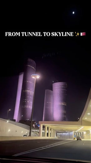From Tunnel to Skyline ✨🚗 📍Lusail Plaza Towers 🇶🇦 #Lusail #Qatar #Doha