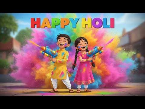 Holi Special Kids Rhyme 🎨 | Rangon Wali Pichkari 💦 | Happy Holi | BunnyBoom Toons