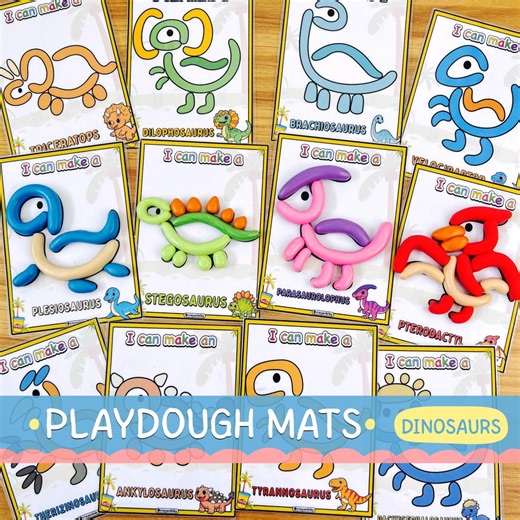 Dinosaur Play Dough Mats, Printable Fine Motor Activity for Kids, Sensory Learning Fun, Preschool Learning Activity - Etsy
