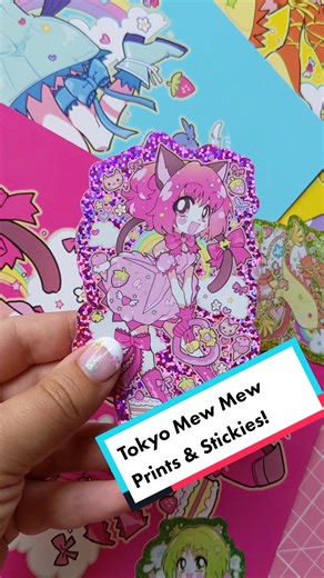 I made my Tokyo Mew Mew drawings into prints and glitter stickies🌈💖⭐ #tokyomewmew #ichigomomomiya #東京ミュウミュウ #東京ミュウミュウにゅ #tokyomewmewnew