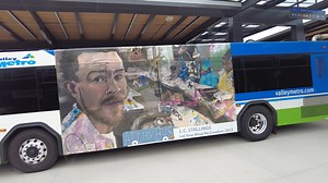 Check out scenes from Roanoke's 6th annual Art by Bus launch event! RIDE Solutions, Valley Metro - Roanoke and Art in Roanoke elebrated by unveiling a bus decorated with a self portrait by Roanoke City Public Schools art teacher J.C. Stallings. The event featured a special book reading from Writer by Book author Eva Lynch-Comer. #artbybus #artinroanoke #publictransportation | Roanoke Valley Television - RVTV