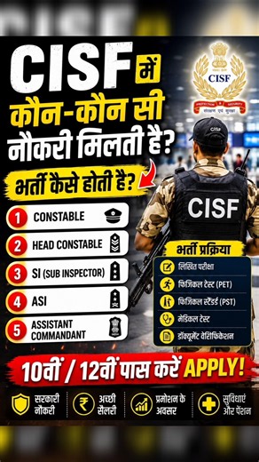 CISF में कौन-कौन सी नौकरी मिलती है? | 10वीं/12वीं Pass Cisf Job/CISF work Profile/CISF kya Hai?