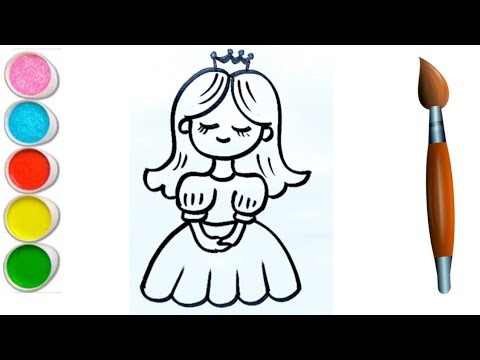 How to draw a cute Princess for kids | Coloring & painting | Toddlers drawing | Kids video |