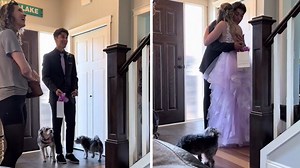 Boyfriend has emotional reaction to his date's prom dress reveal