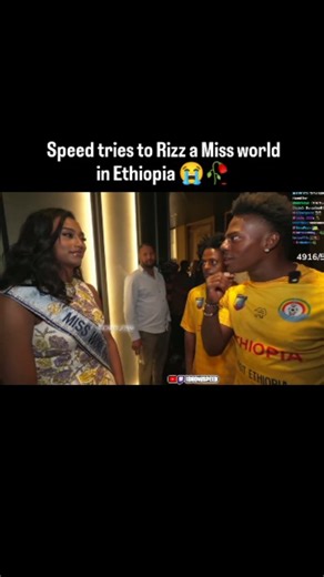 STREAMERS CLIPS DAILY on Instagram: "During his stream in Ethiopia, Speed tried to rizz a Miss World in the most chaotic way possible—while standing next to two clown versions of himself. Instead of helping, the two clown Speeds made the moment even more awkward by copying his moves and expressions, turning the whole situation into pure comedy. Speed kept trying to stay confident, but the chaos around him completely stole the spotlight. The moment perfectly summed up Speed’s Africa tour: unpredi