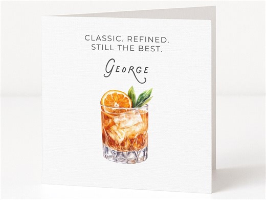 Personalized Old Fashioned Cocktail Birthday Card for Him - Etsy