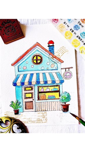 30-Second Watercolor:Cozy Nook Painting Tutorial#drawingtutorial #watercolorpainting #painting #art