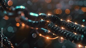 Abstract AI-generated background with digital shapes, futuristic elements and patterns. Concept of future technologies and artificial intelligence.