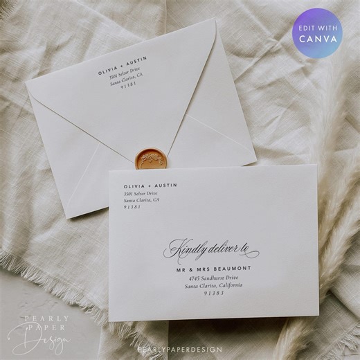 A7 Envelope Addressing Template for Canva, Calligraphy Wedding Envelope Address Template, Elegant Wedding Envelopes 7.25x5.25 #OA2512 OLIVIA - Etsy