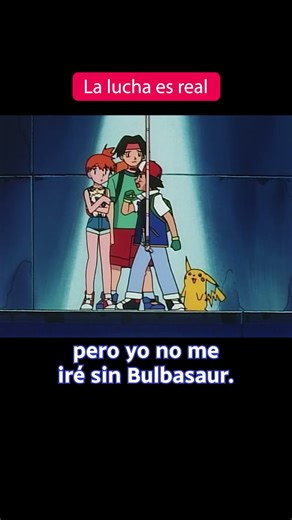 Nada puede interponerse entre Ash y Bulbasaur... excepto una cuerda.