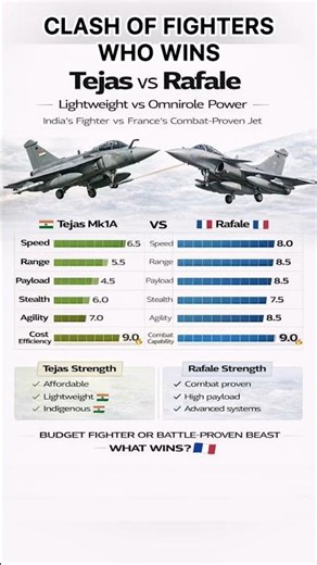 Tejas vs Rafale 🔥 Ultimate Fighter Jet Showdown! #aviation #defense #jets #military #comparison
