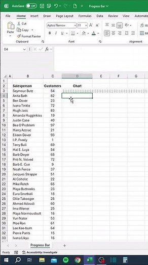 1 Minute Excel Progress Bar Trick ||Make Smart Progress Bars in Excel 🔥 #exceltricks #exceltutorial