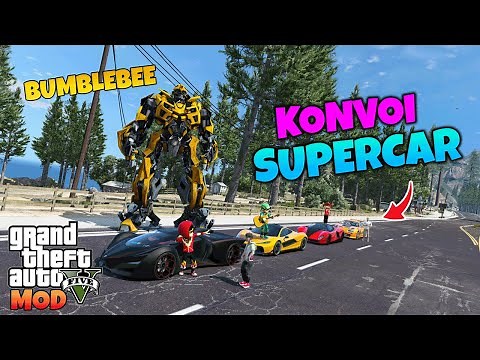 BOBOIBOY BLAZE API DAN CRYSTAL KONVOI MOBIL SUPERCAR DAN BERTEMU BUMBLEBEE - GTA 5 MOD BOBOIBOY