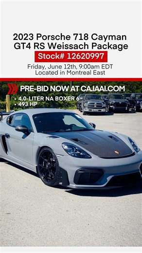 🇨🇦Canada, this Porsche 718 Cayman GT4 RS is for you! Bid now at ca.iaai.com!