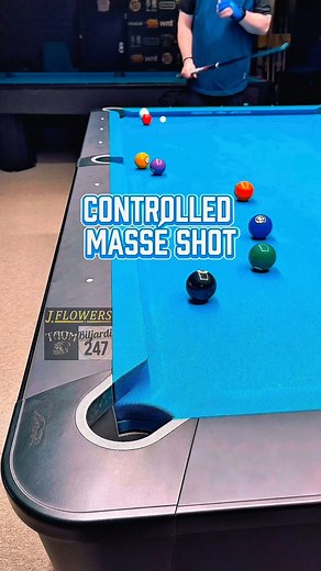 42 reactions | Controlled Massé Shot  #pooltrickshots #masseshot #8ball #8ballpool #billiards #curveshot | Matias Mäenpää | Facebook