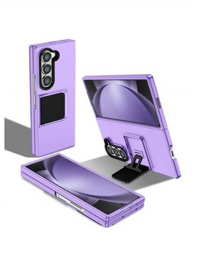 1pc Protective Case, Purple Foldable 3D Adjustable Stand, Lens Protection, Retractable Invisible Pivot, Matte Flip-Over Armor, Anti-Fingerprint, Lightweight Full-Body Shockproof Cover Compatible With Samsung Galaxy Z Flip7/Z Flip 6/Z Flip 5/Z Flip 4/Z Flip 3/Z Fold 7/Z Fold 6/Z Fold 5/Z Fold4/ZFold3 | SHEIN