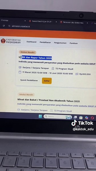 Pendaftaran KIP Kuliah SMUP 2025 di Unpad