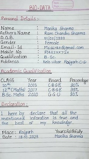 How to write Resume for job interview//Bio - Data for job in English//