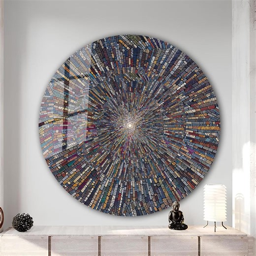 Tempered Glass Wall Art-stained Look Round Wall Art Gift-circle Wall Art-tempered Glass Art-glass Wall Decor-abstract Glass Art-round Decor - Etsy