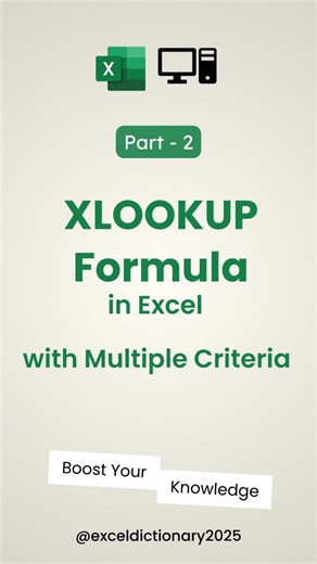 Learn XLOOKUP formula with multiple criteria in Excel! Comment 'XLOOKUP' 👇 and I'll send you this practice file. #excel #exceltips #exceltricks #exceltraining #excelformulas | Excel Dictionary 2025