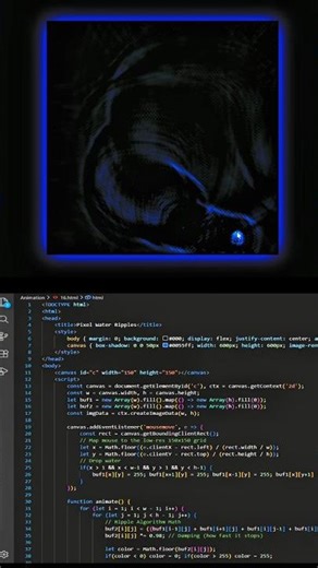 Water Drop Repple Animation using the Html css javascript//#tutorial #animationshorts