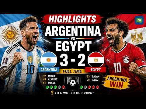 🔴Argentina 3-2 Egypt Highlights | Thrilling Round of 16 Match | FIFA World Cup 2026 | Messi Shines