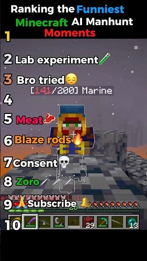 Ranking the funniest Minecraft AI Manhunt moment #minecraft #funny #memes
