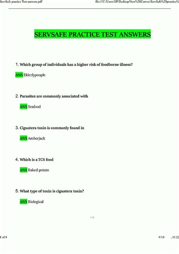 ServSafe Practice Test Answers Questions and Answers Verified Solutions 1410 new video