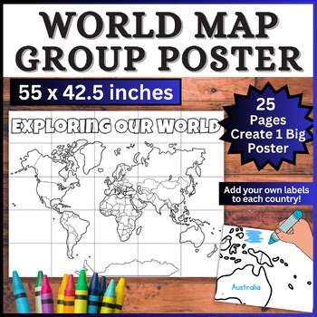 Map of the World Collaborative Poster! Bulletin Board, Label the Countries Craft