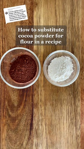 Replying to @mickey_iverson here’s how to substitute cocoa powder for flour in a recipe as 1:1. If you want to add half and half add an additional egg yolk and 1 tsp water for ever cup of cocoa powder #baking #foodscience #bakingscience #cocoapowder #glutenfreerecipes #glutenfree #bananabread #chocolatebananabread #halloween