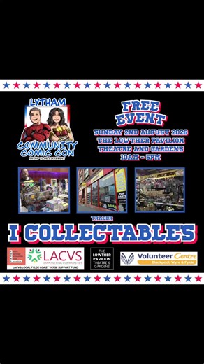 Trader at Lytham Community Comic Con ❤️🤍💙 Say hello to I Collectables, a fantastic local business bringing an epic mix of nostalgia, fandom and collectable goodness to Lytham Community Comic Con 🙂 They’ll be selling an awesome range of toys, collectables, Pokémon trading cards and mystery boxes - perfect for fans, collectors and anyone who loves the thrill of finding that special item to add to their collection 🫶 If you can’t wait until August… next time you're in Blackpool, make sure you po