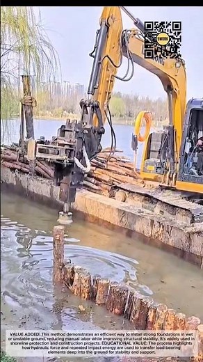 Hydraulic Pile Driver: Driving Wooden Poles into Waterbeds with Precision #9work