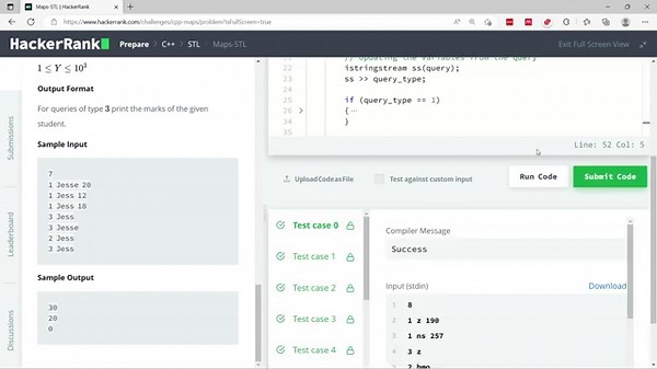 Maps-STL HackerRank Solution in C++