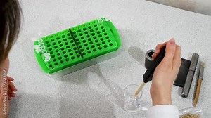 agricultural research laboratory. experiments on seeds. instruments, test tubes, semans, test tube