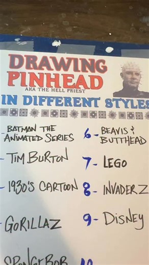 Lee Howard | Drawing Pinhead in 10 Different Styles! Day 1: Batman the Animated Series Suggest a style for Day 10! #pinhead #hellraiser #batman #horror... | Instagram