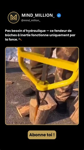 INFOS | SUCCÈS | BUSINESS on Instagram: "Les séparateurs à inertie utilisent l'énergie cinétique stockée plutôt que la pression hydraulique pour couper le bois en quelques secondes. Un moteur fait tourner des volants lourds qui accumulent de l'énergie cinétique. Lorsque l'on tire sur le levier, un embrayage relie les volants à un bélier qui tire vers l'avant et fait passer le tronc à travers un coin en moins de trois secondes. La physique derrière ce processus est simple. Les volants d'inertie s
