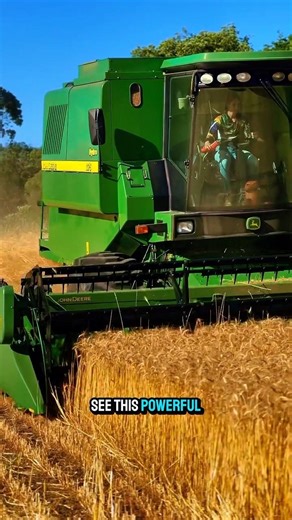 JOHN DEERE COMBINE HARVESTER IN WHEAT HARVEST ACTION