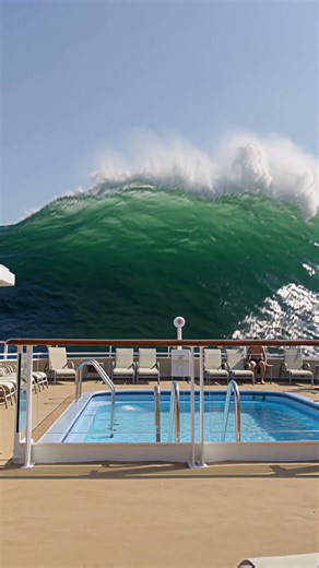 Massive Rogue Wave Smashes Into Luxury Cruise Ship Deck During Storm